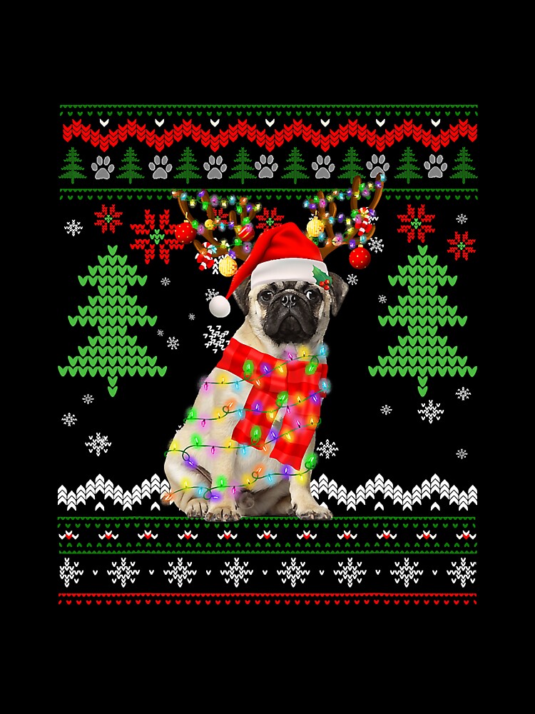 Santa Pug Dog Christmas Lights Ugly by frank3826