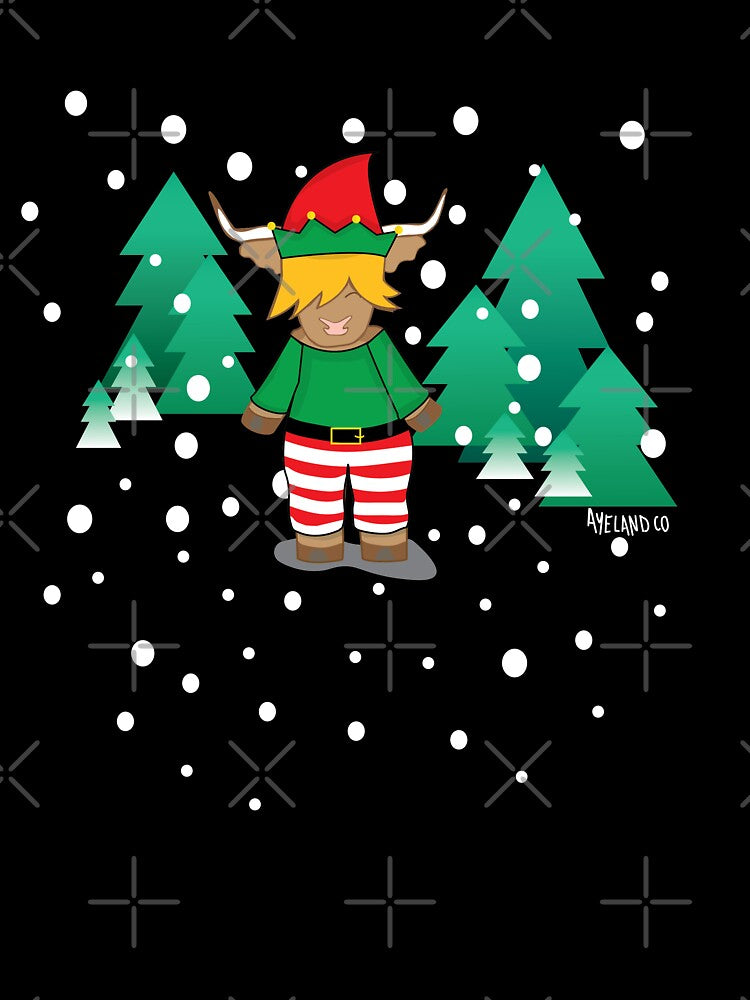 Christmas elf highland cow cute sweater christmas jumper by Ayelandco