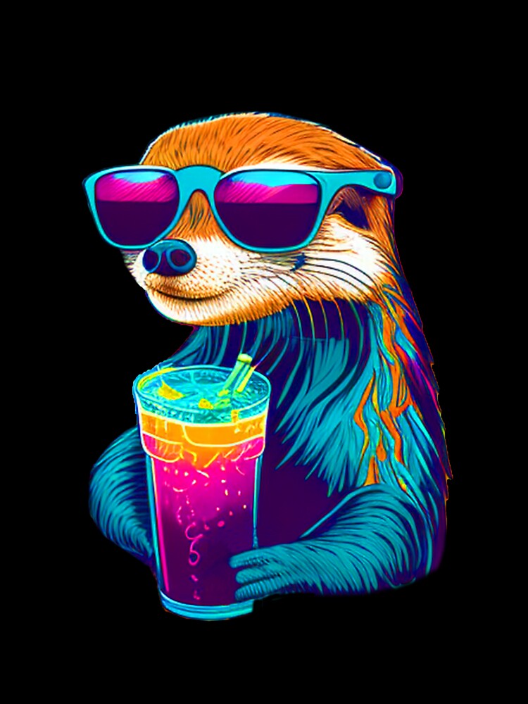 Funny Sea Otter Design Sticker Tropical Summer Vacay Mode Vacation by reddrive88
