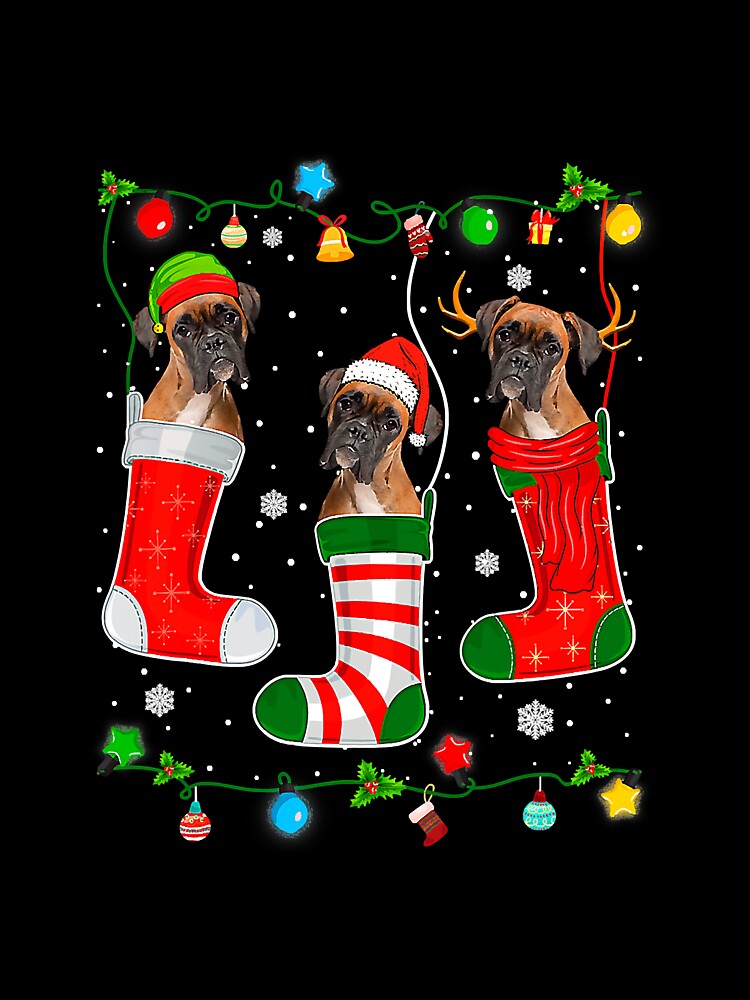 Christmas Pajama Lights Boxer Dog Puppy by gonzales6422