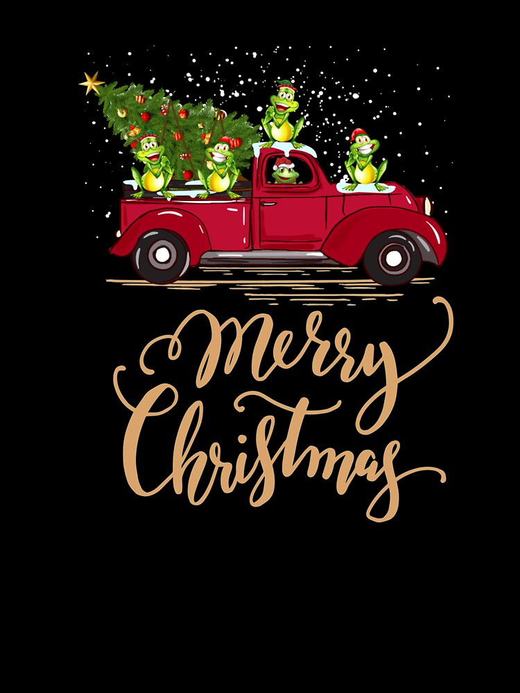 Funny Frog Driving Christmas Tree Truck Frog by lishakaren