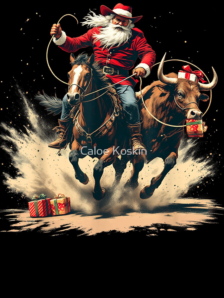 Cowboy Santa Bull Riding Christmas Rodeo Western Holiday by SuziLope