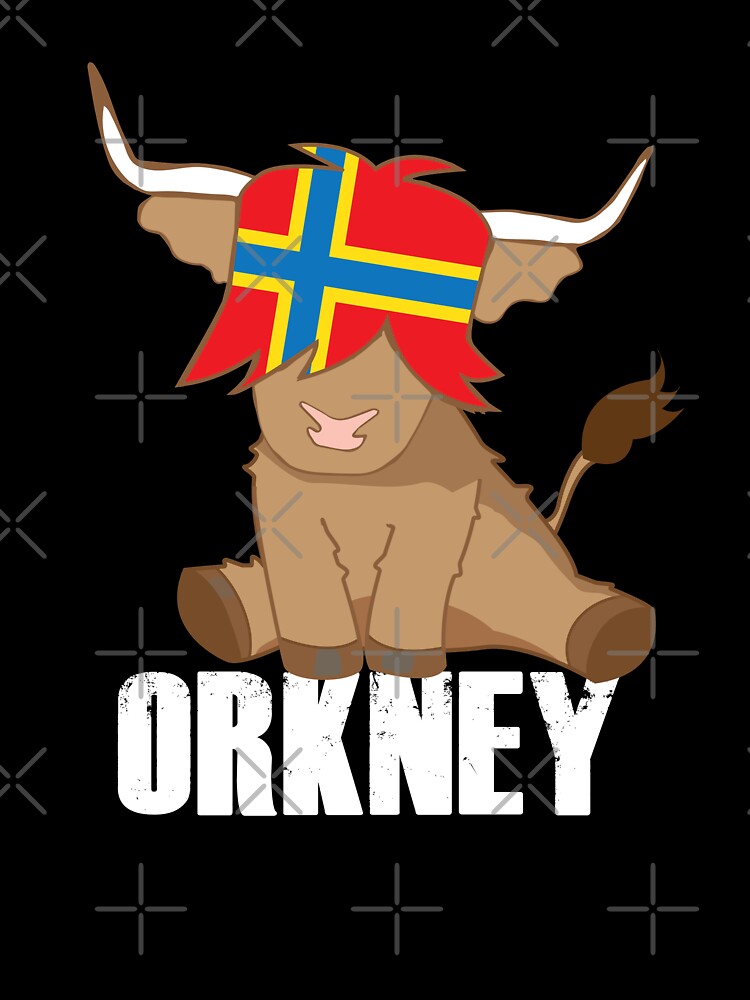 Isle of Orkney flag gift scottish highland cow cute hairy cow by Ayelandco