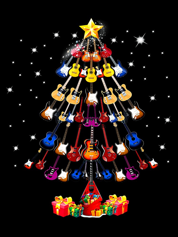 Guitar Tree Lights Christmas Pajamas Guitar Lovers Xmas by TGMerwin