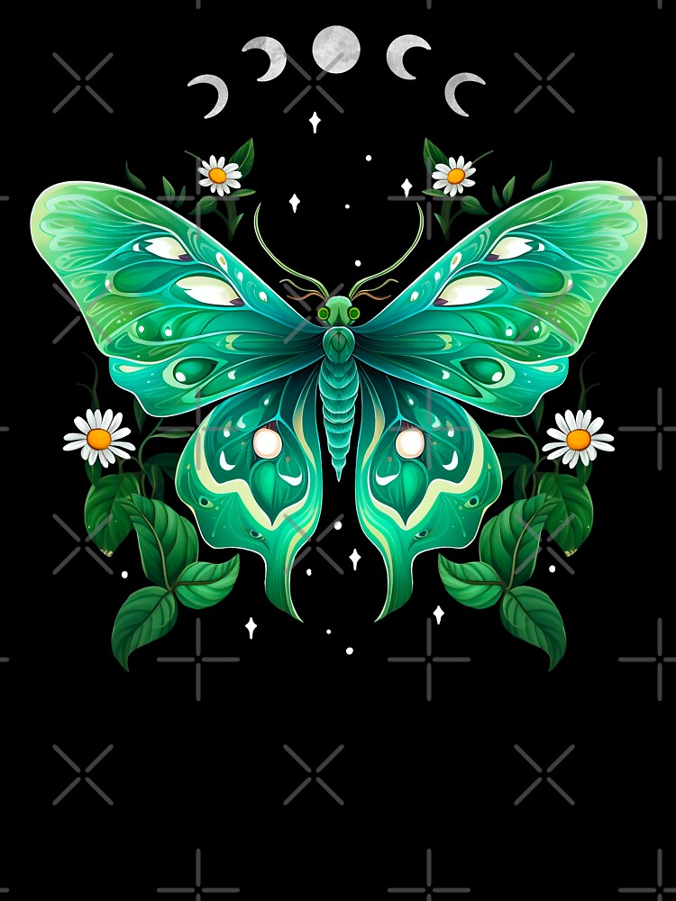 Luna Moth and Moon by ethnicdrawing