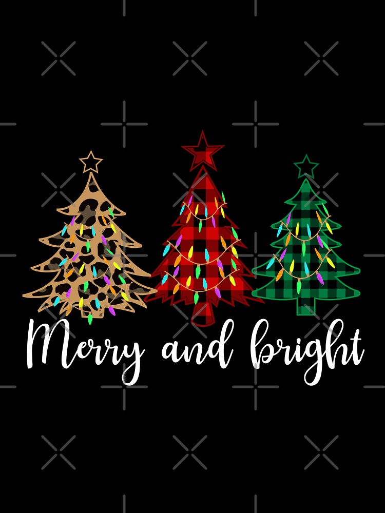 Merry and Bright Flannel and Leopard Christmas Trees by Smix Pixels