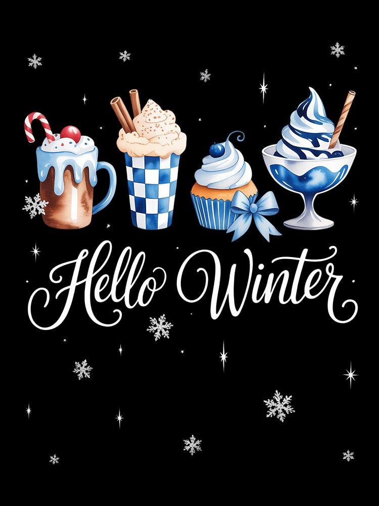 Hello Winter Sweet Cozy Coffee Lovers Snowman Christmas by SapfireStuArt