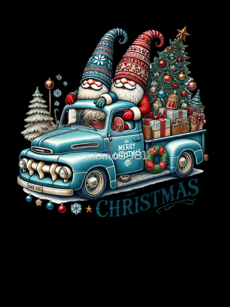 Festive Gnome Christmas Truck - Vintage Holiday Cheer by momo9981