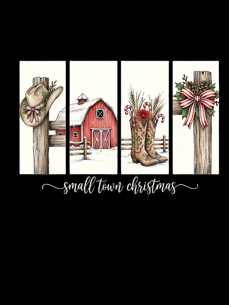Small Town Christmas | Rustic Country Farmhouse Holiday Art by fayelamber