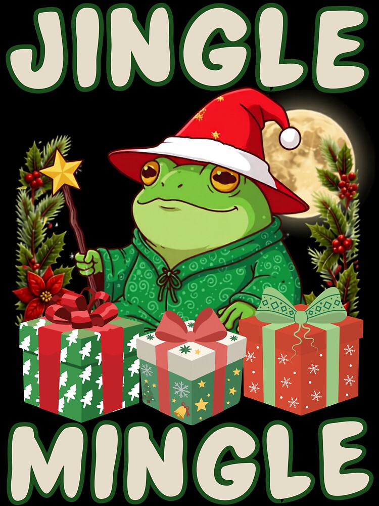 Jingle and Mingle Cute Santa Frog Christmas Pajamas Holiday by BellabdO
