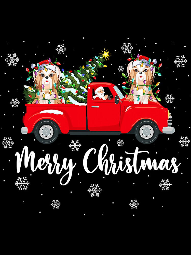 Santa Riding Christmas Tree Truck Shih by frank3826