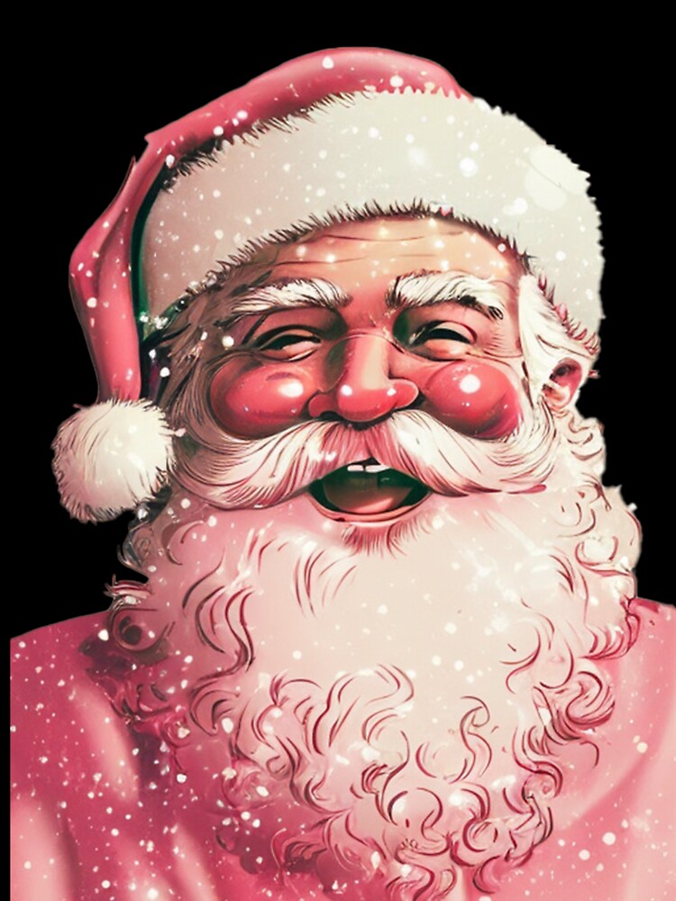 06 Retro Vintage Pink Santa Claus by printiesart