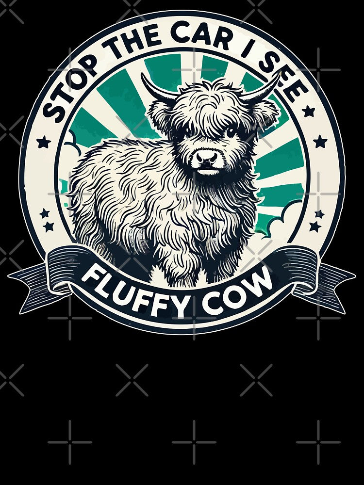 Stop The Car I See Fluffy Cow Retro by TomFrontierArt