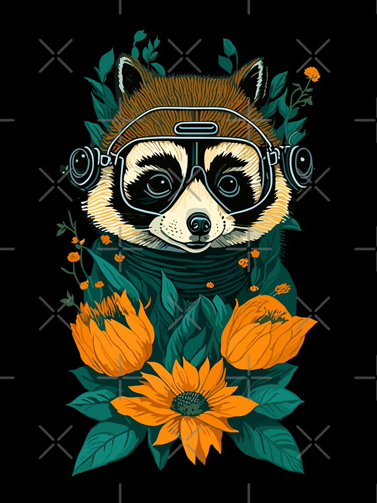 retro raccoon in scuba gear by Niktarka