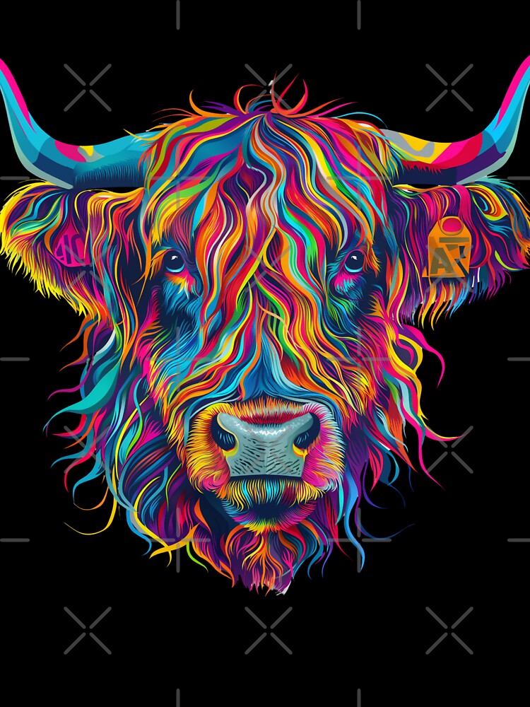 Psychedelic Highland Cow by SmallOwlDesign
