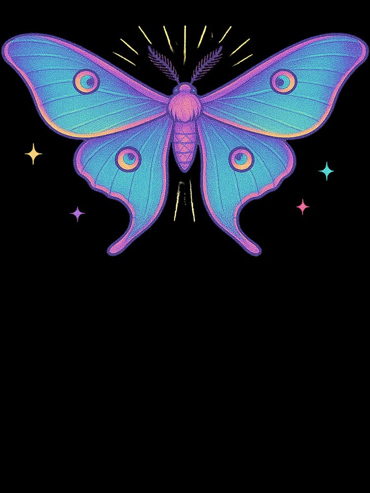 Transformative Moth Neon Butterfly Metamorphosis Aesthetic Art by Virelo