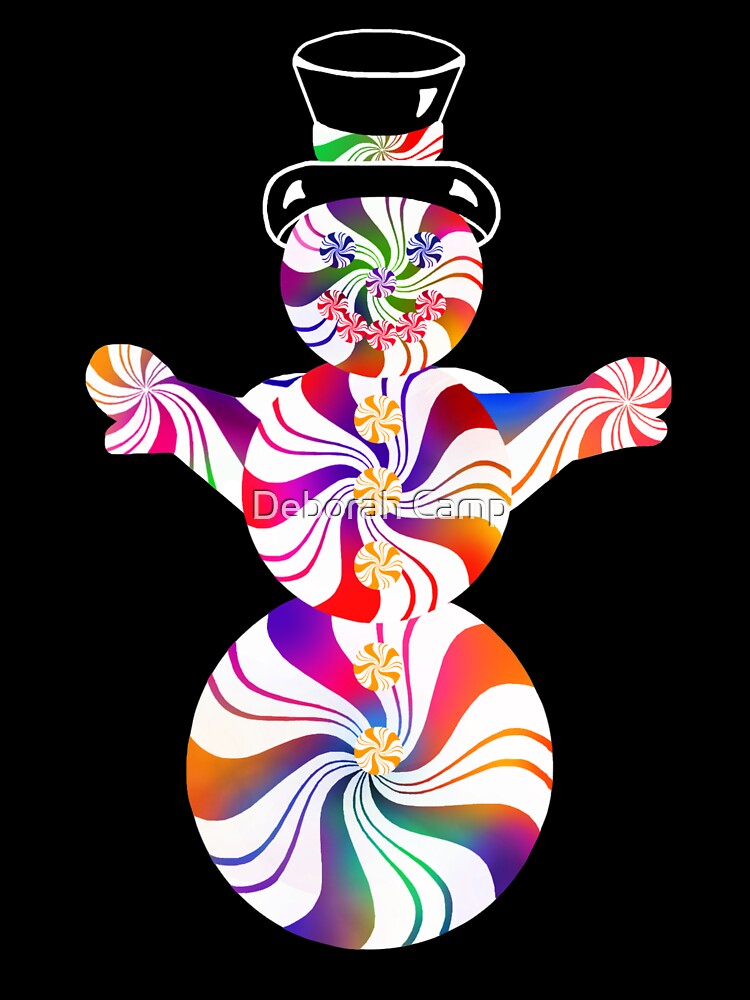 Cute Rainbow Peppermint Holiday Snowman by Deborah Camp