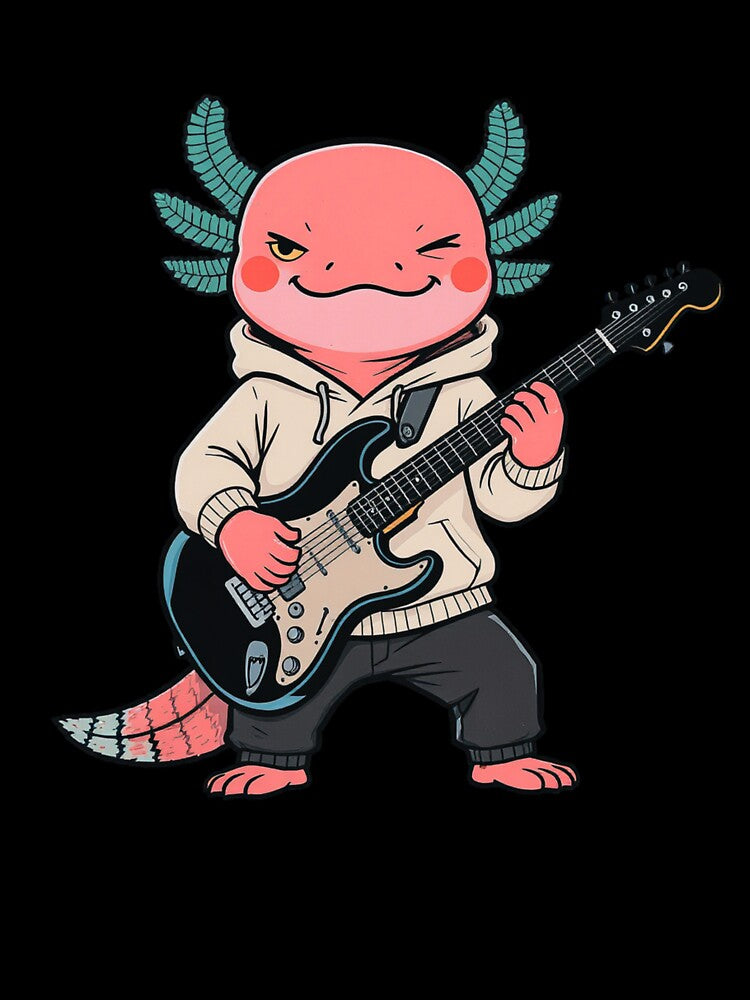 Guitar Player Axolotl – Cool Electric Guitar Music Illustration by ColorSplash123