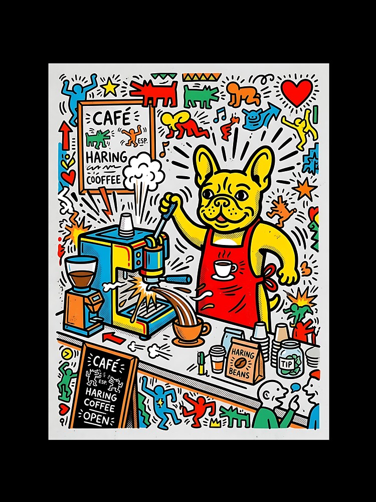 French Bulldog Barista Pop Art - Funny Coffee Lover Design by PictoVibe