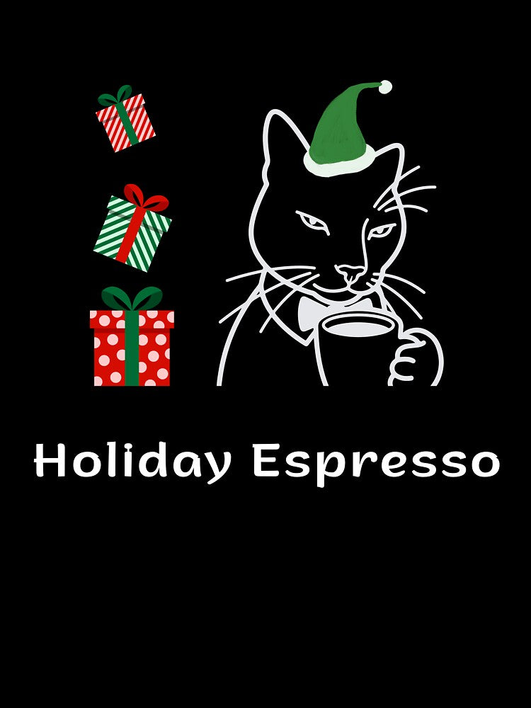Holiday Espresso | Espresso Yourself Cats | Elegant Christmas Coffee Cat by ContigoART