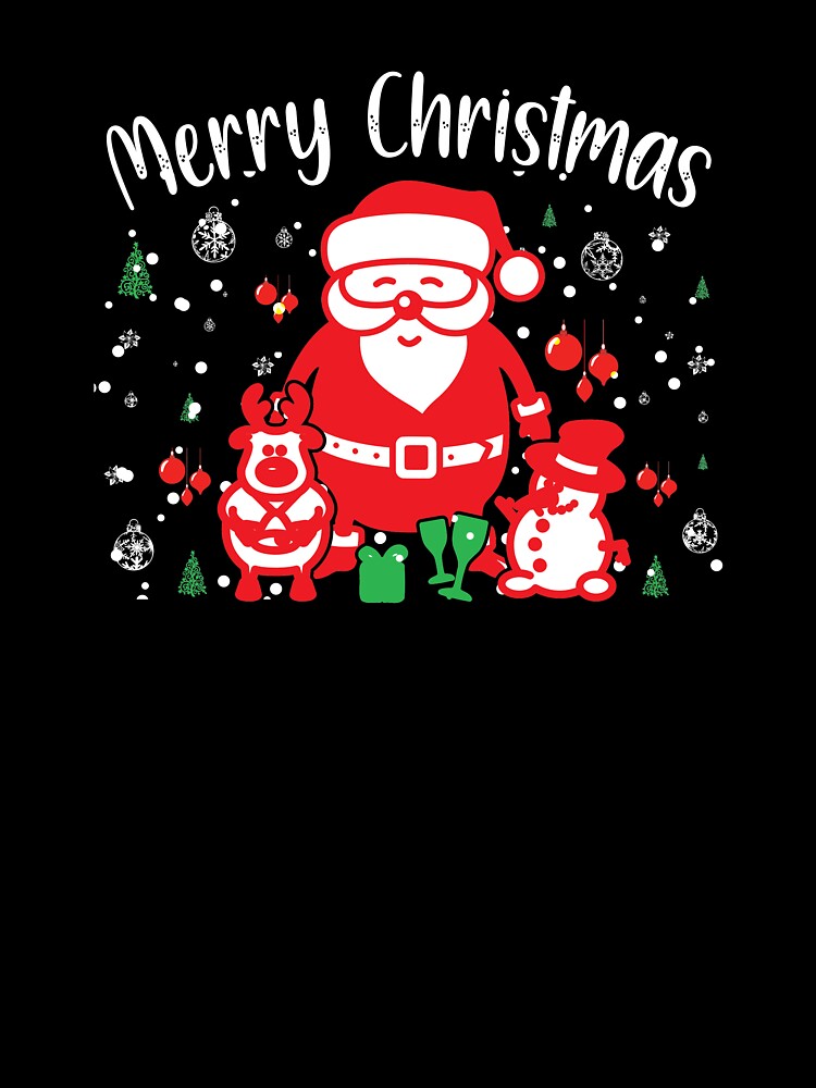 Merry Christmas Santa Claus Reindeer And Snowmans by amreenshanley