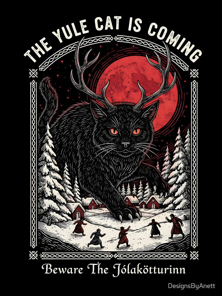 Yule Cat Pagan Christmas Tarot Design Mystic Yule Decorations by DesignsByAnett