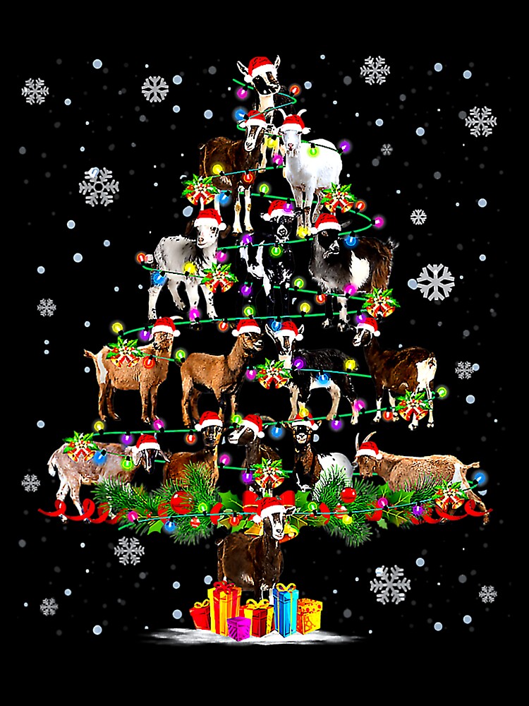 Goat Santa Christmas Tree Goat Santa Light Snow Xmas Pajama_3 by TGMerwin
