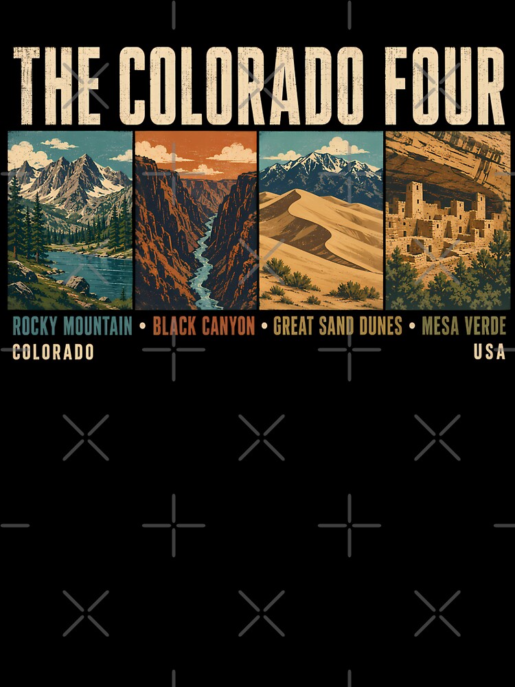 Colorado Four National Park Illustration Vintage by KrisSidDesigns