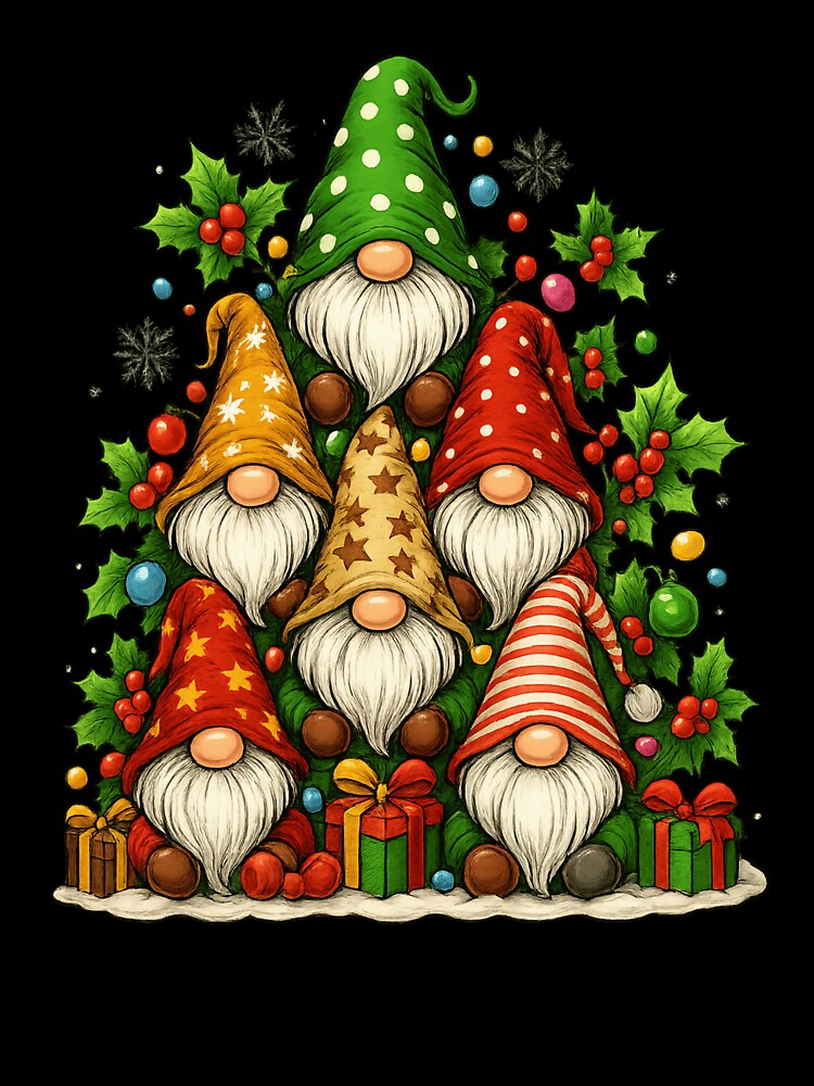 Gnome Christmas Tree Funny Christmas Gnomes Holiday Cute by haitrieuic96