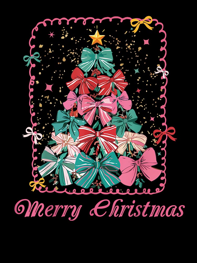 Coquette Christmas Tree Pink Bow Merry Xmas 2025 Girl Preppy by Slenaimpaa