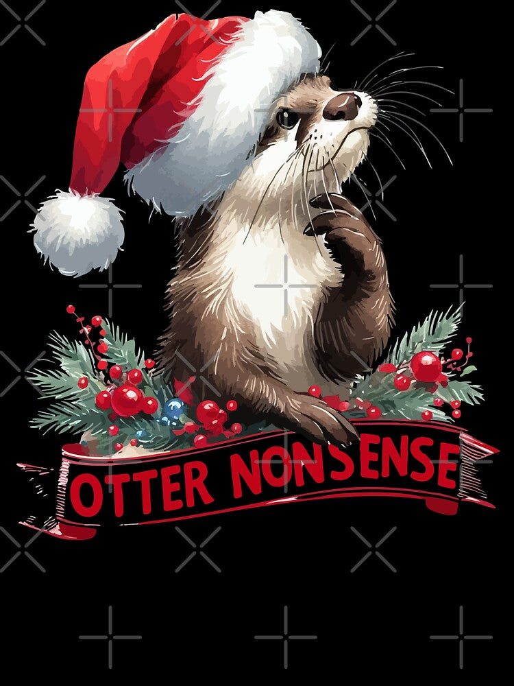 Otter Nonsense Merry Christmas Cute Animal by TomFrontierArt
