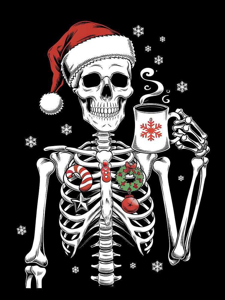 Christmas Skeleton, Christmas, Dead Inside, Gift for her, Christmas Holiday by VibrantCraftsCo