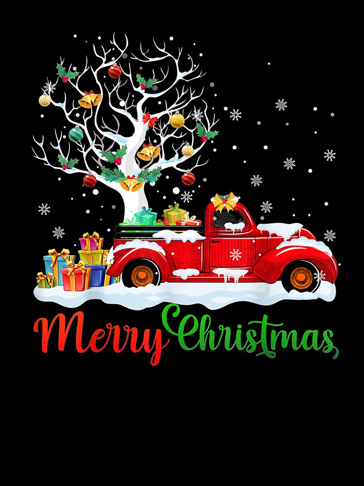 Merry Christmas Red Truck Christmas Tree Lights by lishakaren