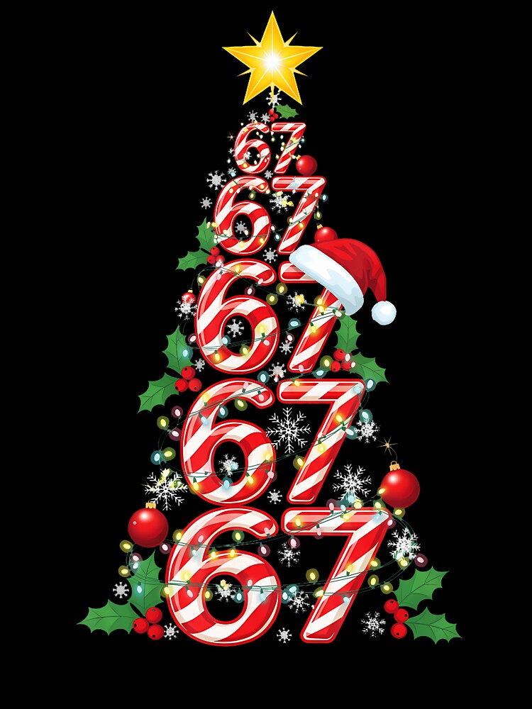 67 Christmas Tree Candy Cane Holiday Six Seven Meme Brainrot by AlbertaDana