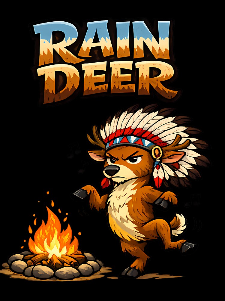 Rain Deer Funny Dancing Reindeer Pun Cute Cartoon Animal Design by AuraloomAtelier