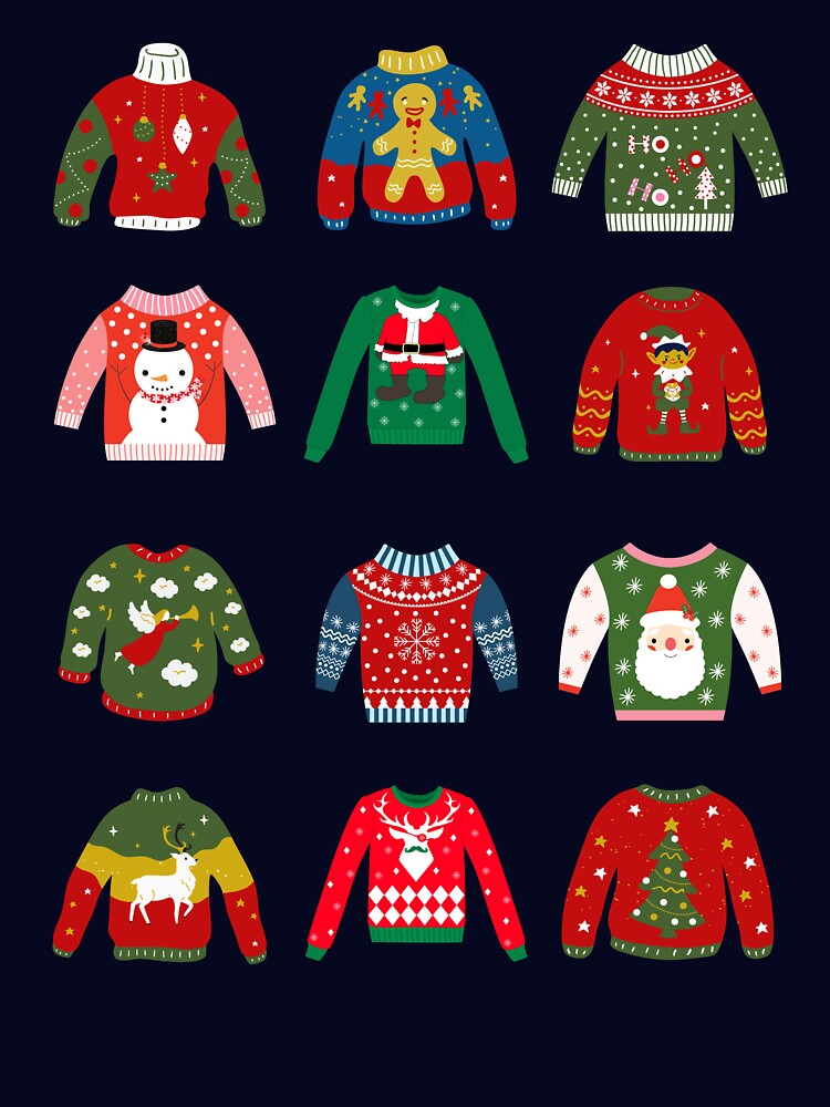 Womens Ugly Christmas Sweater t-Shirt. Holiday christmas t shirt to add some ugly sweater xmas joy to your holiday. by Barb  Hamilton ⭐⭐⭐⭐⭐