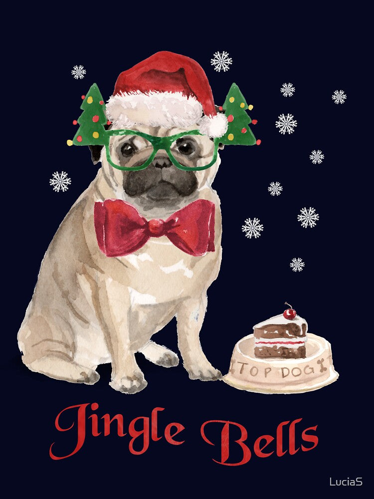 Jingle Bells Funny Pug by LuciaS