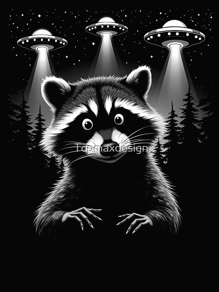Alien UFO Funny Raccoon by Topmaxdesign