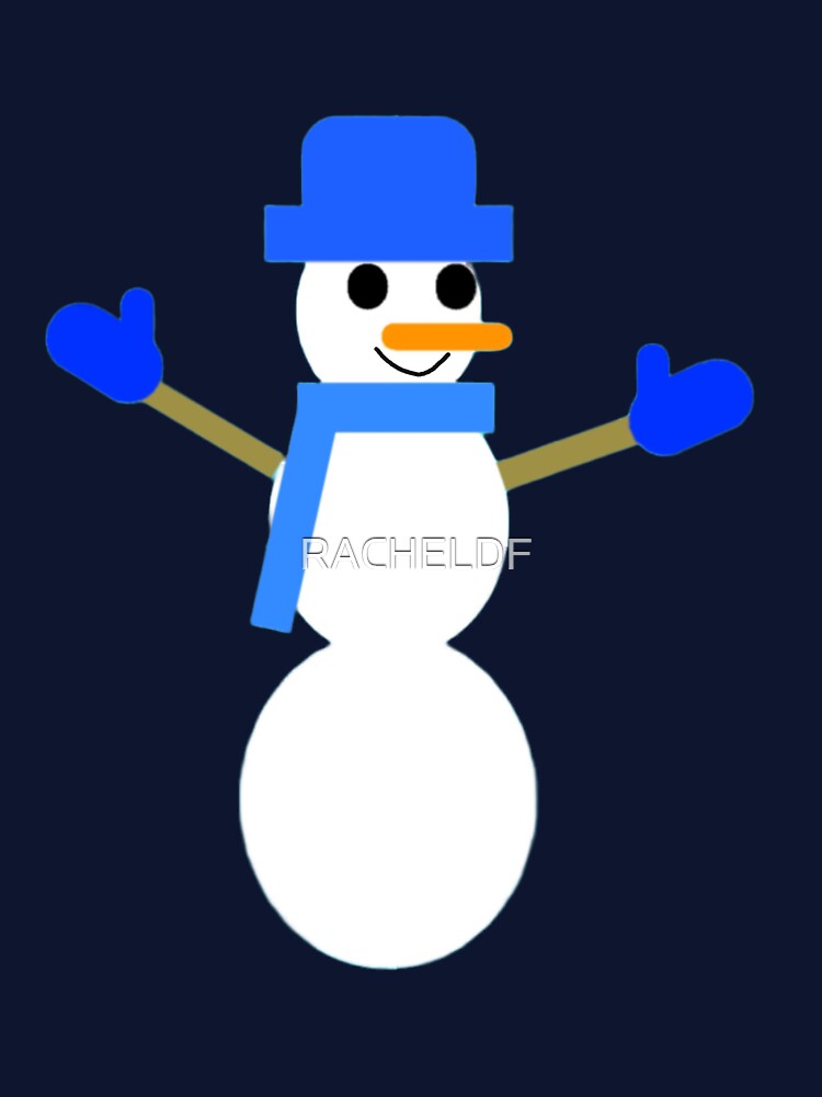 Snowman with a blue hat by Rachel the Artist