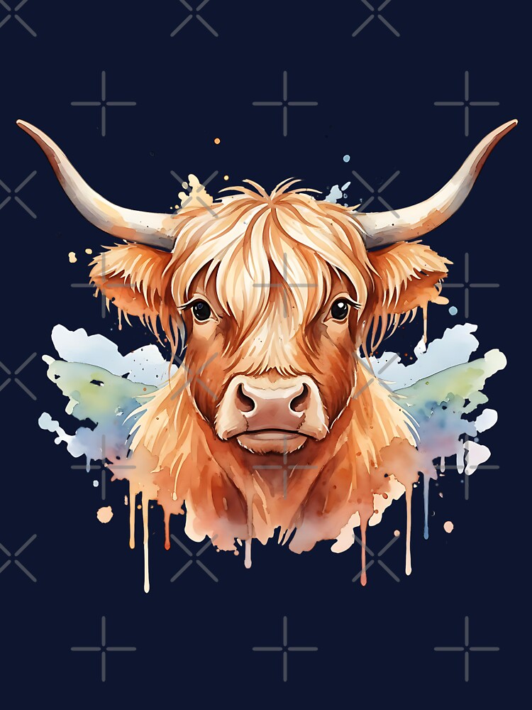 highland cow watercolour splash by Metaverse8