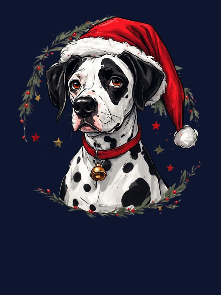 Christmas Dalmatian in Santa Hat – Festive Dog Illustration by Karolina’s Cozy Creations