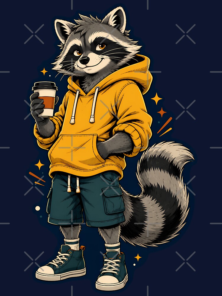 Jimothy Raccoon Coffee Hoodie Urban Meme by Horizon-Design