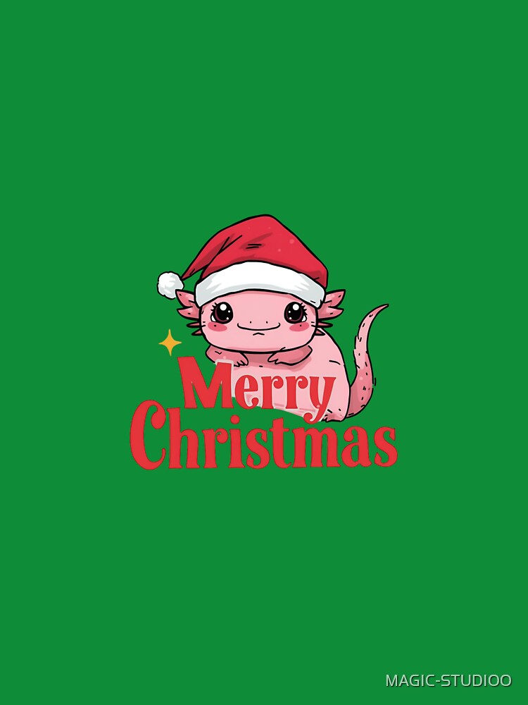Kawaii Axolotl Merry Christmas Santa Hat by MAGIC-STUDIOO