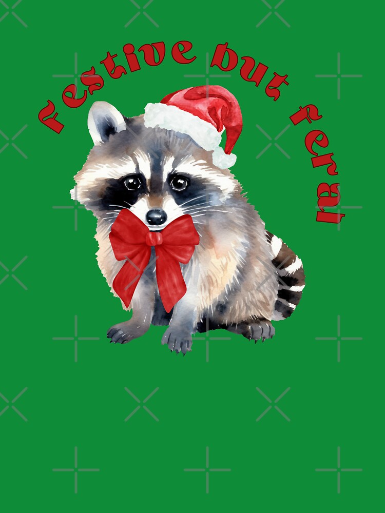 Hilarious Christmas Raccoon | Festive but Feral | coquette Christmas Raccoon | Water color Raccoon by LorelaiS