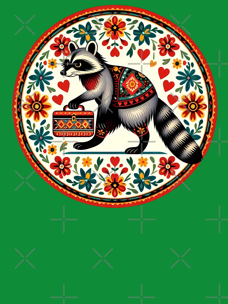 Cute Raccoon: Back to School Lunchbox Fun - Scandinavian Folk Art by heidiannemorris © by FOLK ART FUSION
