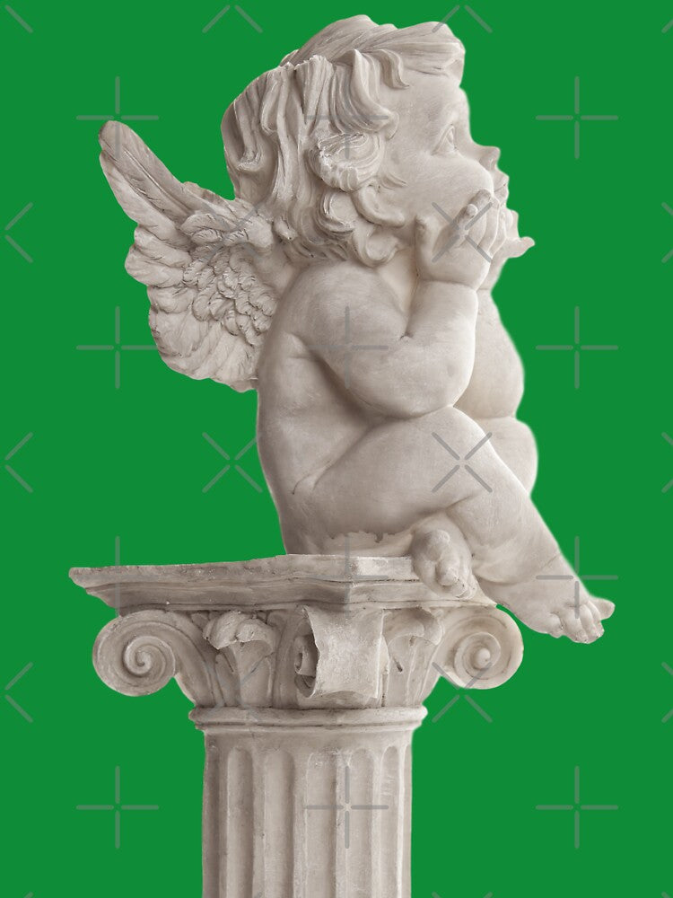 Cherub Statue on Pillar - Light Academia Angelcore Statue by ShabanMerch⭐⭐⭐