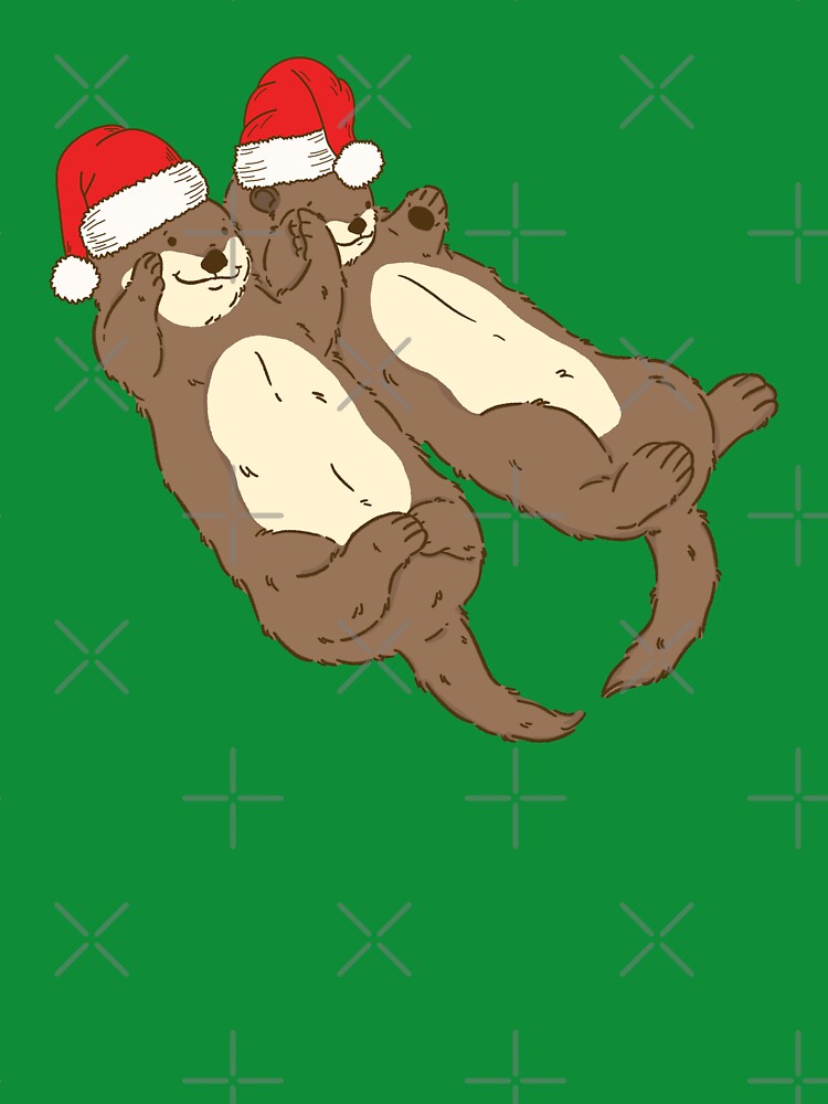 Santa Otter Couple Christmas Animal Holiday by thepawster