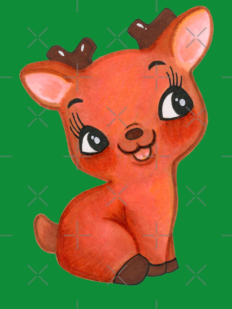 Vintage Little Baby Christmas Reindeer by ComicKitsch