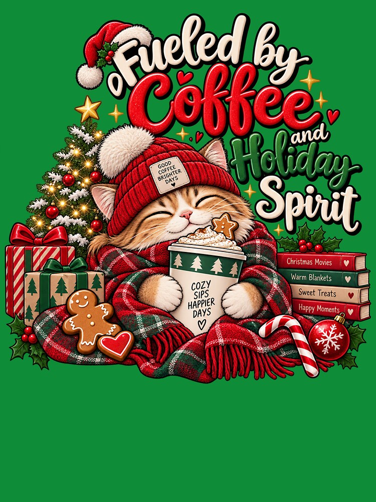 Fueled by Coffee and Holiday Spirit – Christmas Cat by lbenoraib