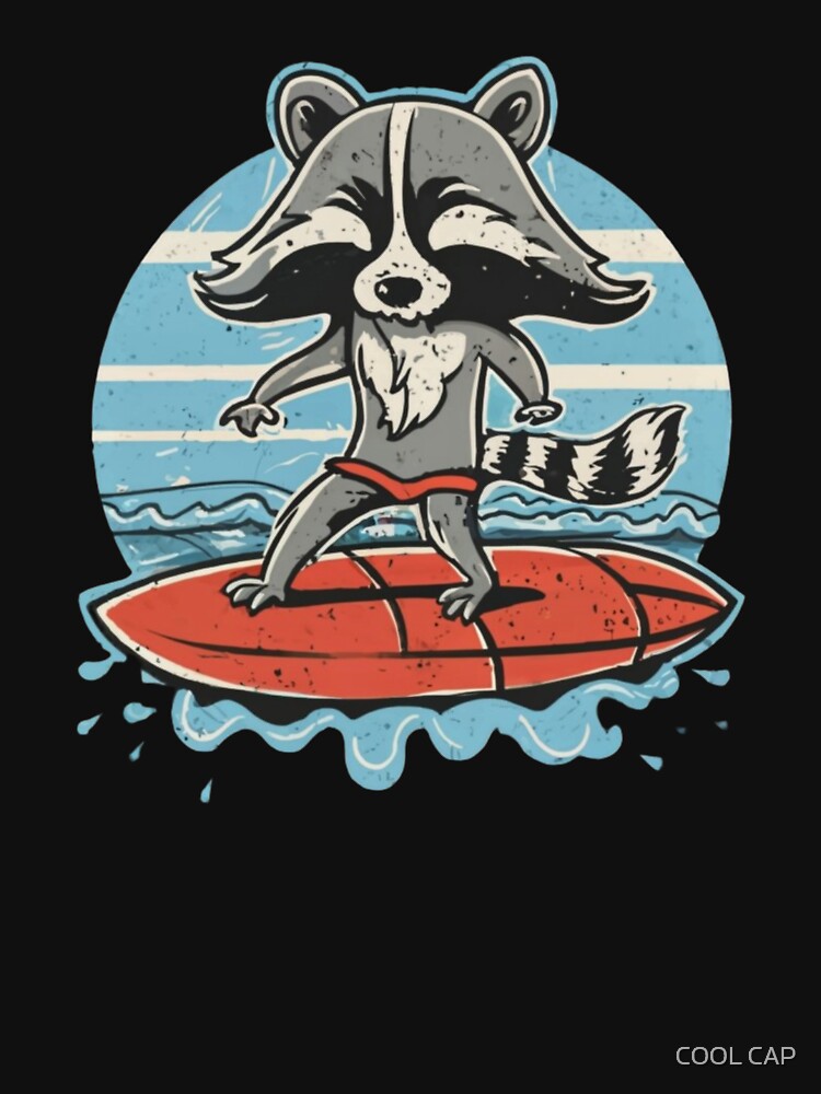 Raccoon on a Surfboard by COOL CAP